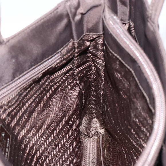 PRADA Hand Bag Nylon Brown Silver Auth 154516