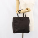 PRADA Hand Bag Nylon Brown Silver Auth 154516-25