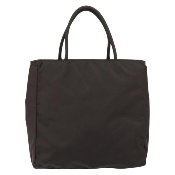PRADA Hand Bag Nylon Brown Silver Auth 154516