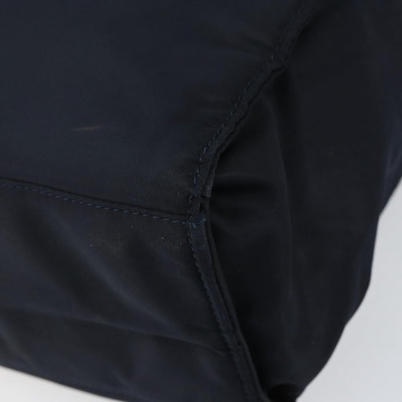 PRADA Hand Bag Nylon Navy Gold Auth 154517