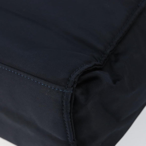 PRADA Hand Bag Nylon Navy Gold Auth 154517