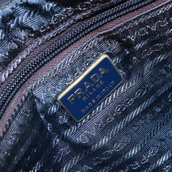 PRADA Hand Bag Nylon Navy Gold Auth 154517