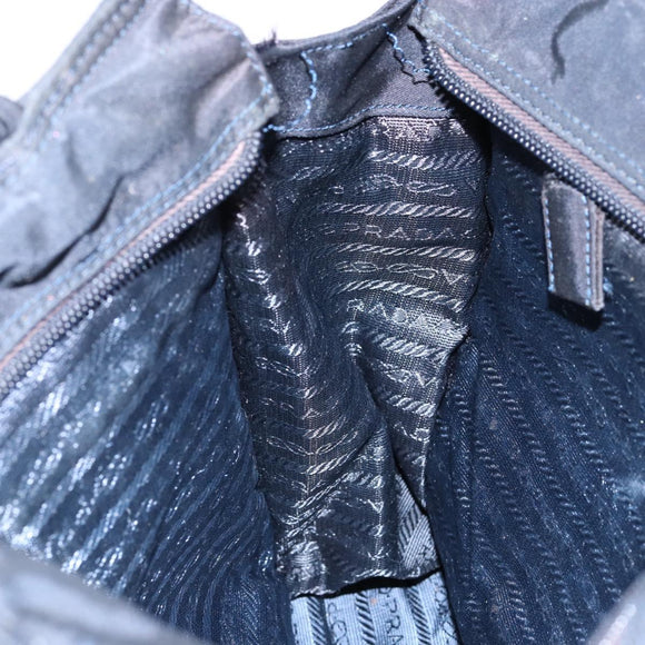 PRADA Hand Bag Nylon Navy Gold Auth 154517