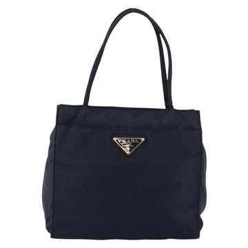 PRADA Hand Bag Nylon Navy Gold Auth 154517 - 0