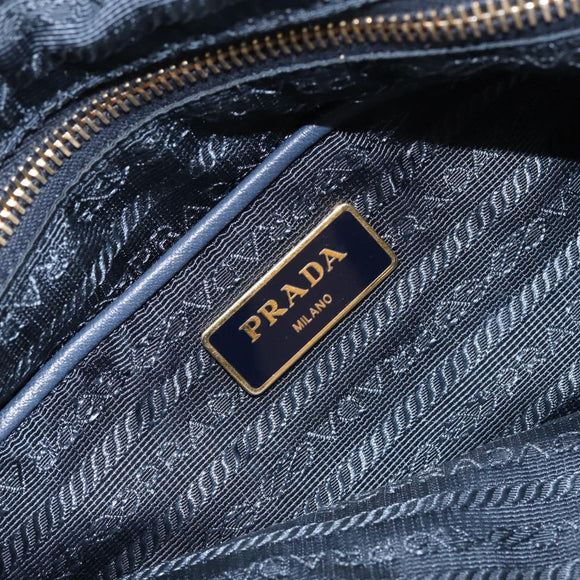 PRADA Hand Bag Nylon Navy Gold Auth 154518