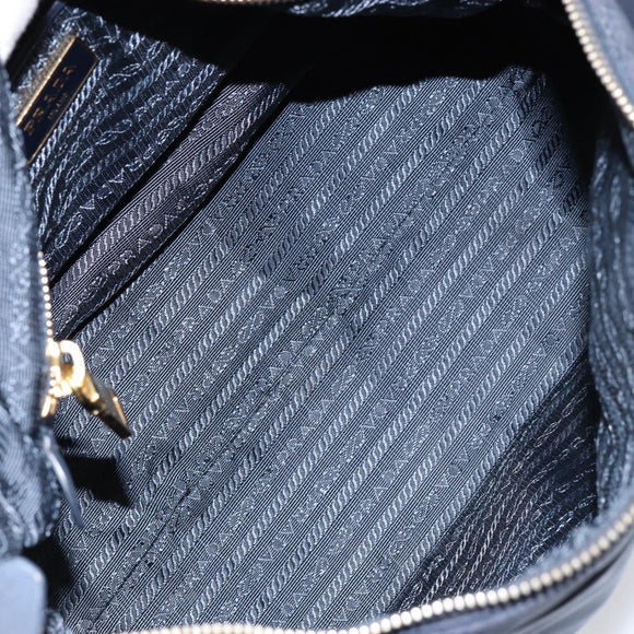 PRADA Hand Bag Nylon Navy Gold Auth 154518