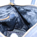 PRADA Hand Bag Nylon Navy Gold Auth 154518-21
