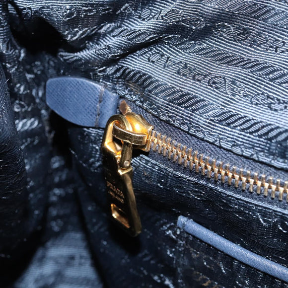 PRADA Hand Bag Nylon Navy Gold Auth 154518