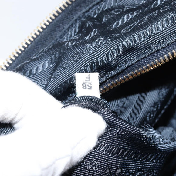 PRADA Hand Bag Nylon Navy Gold Auth 154518