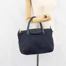 PRADA Hand Bag Nylon Navy Gold Auth 154518-26