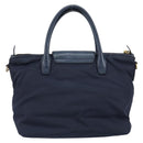 PRADA Hand Bag Nylon Navy Gold Auth 154518-2