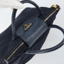 PRADA Hand Bag Nylon Navy Gold Auth 154518-6