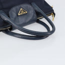 PRADA Hand Bag Nylon Navy Gold Auth 154518-7