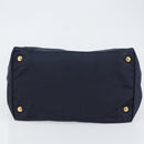 PRADA Hand Bag Nylon Navy Gold Auth 154518-5
