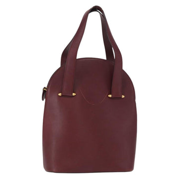 CARTIER Must Line Hand Bag Leather Bordeaux Gold Auth 154519