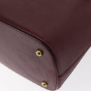 CARTIER Must Line Hand Bag Leather Bordeaux Gold Auth 154519-16