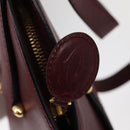 CARTIER Must Line Hand Bag Leather Bordeaux Gold Auth 154519-10