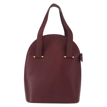CARTIER Must Line Hand Bag Leather Bordeaux Gold Auth 154519 - 0
