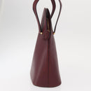 CARTIER Must Line Hand Bag Leather Bordeaux Gold Auth 154519-4