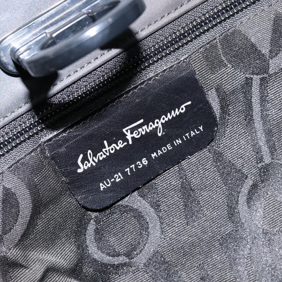 Salvatore Ferragamo Tote Bag Nylon Black Silver Auth 154520
