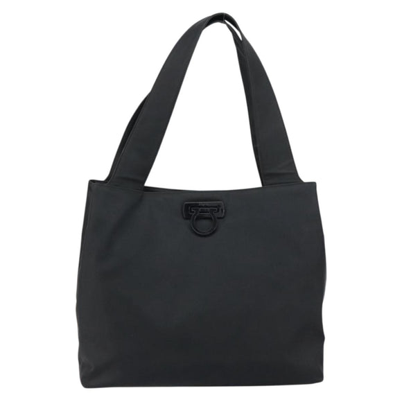 Salvatore Ferragamo Tote Bag Nylon Black Silver Auth 154520