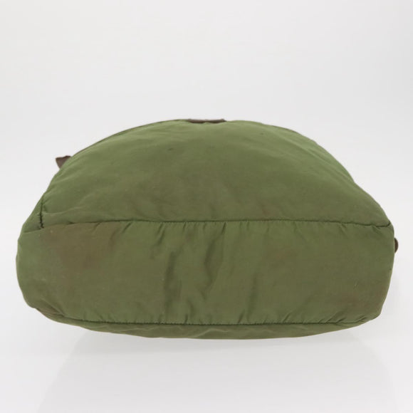 PRADA Shoulder Bag Nylon Green Silver Auth 154521