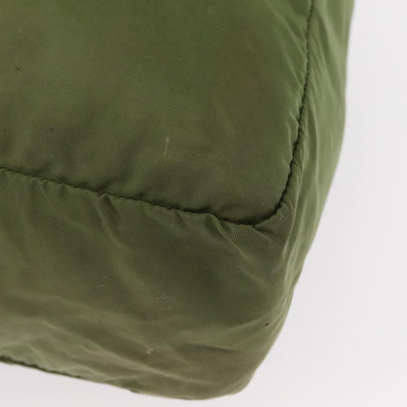 PRADA Shoulder Bag Nylon Green Silver Auth 154521
