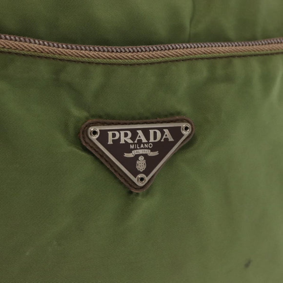 PRADA Shoulder Bag Nylon Green Silver Auth 154521