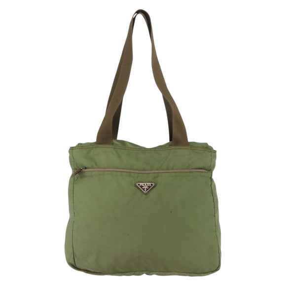 PRADA Shoulder Bag Nylon Green Silver Auth 154521