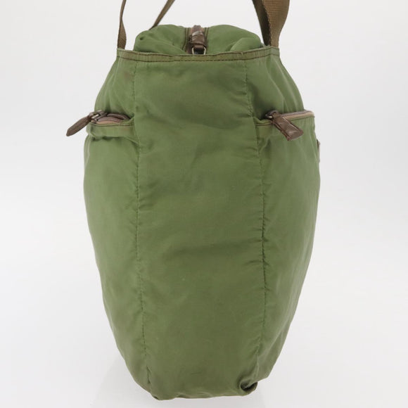 PRADA Shoulder Bag Nylon Green Silver Auth 154521