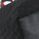 GUCCI GG Canvas Web Sherry Line Tote Bag Black Silver 131231 Auth 154522-14