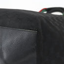 GUCCI GG Canvas Web Sherry Line Tote Bag Black Silver 131231 Auth 154522-15