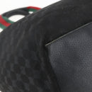 GUCCI GG Canvas Web Sherry Line Tote Bag Black Silver 131231 Auth 154522-16