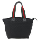 GUCCI GG Canvas Web Sherry Line Tote Bag Black Silver 131231 Auth 154522-2