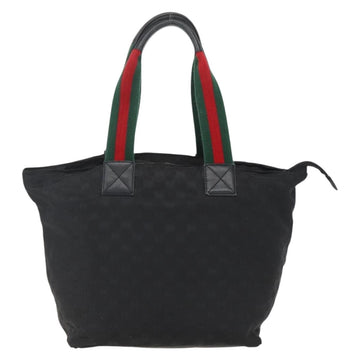 GUCCI GG Canvas Web Sherry Line Tote Bag Black Silver 131231 Auth 154522 - 0