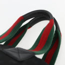 GUCCI GG Canvas Web Sherry Line Tote Bag Black Silver 131231 Auth 154522-8