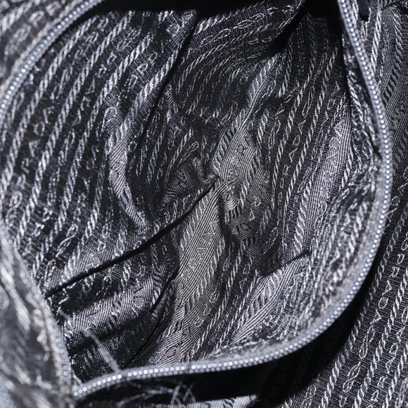 PRADA Shoulder Bag Nylon Black Silver Auth 154523