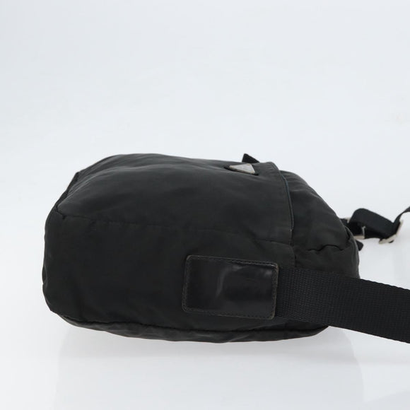 PRADA Shoulder Bag Nylon Black Silver Auth 154523