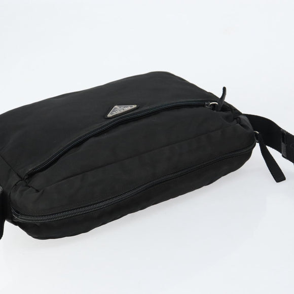 PRADA Shoulder Bag Nylon Black Silver Auth 154523