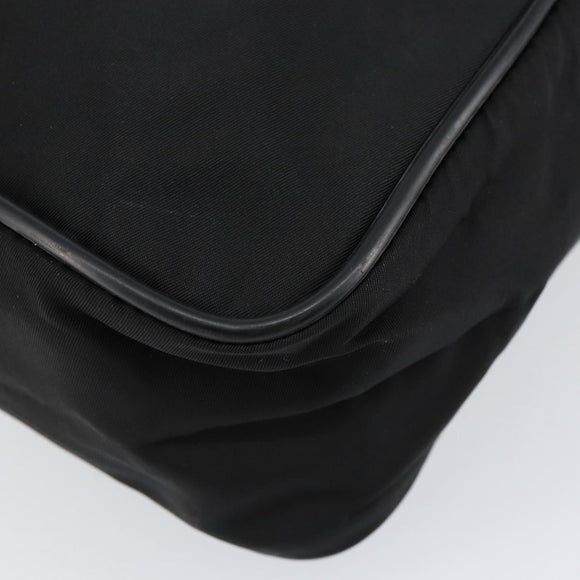 PRADA Schoudertas Nylon Zwart Zilver Authentiek 154524