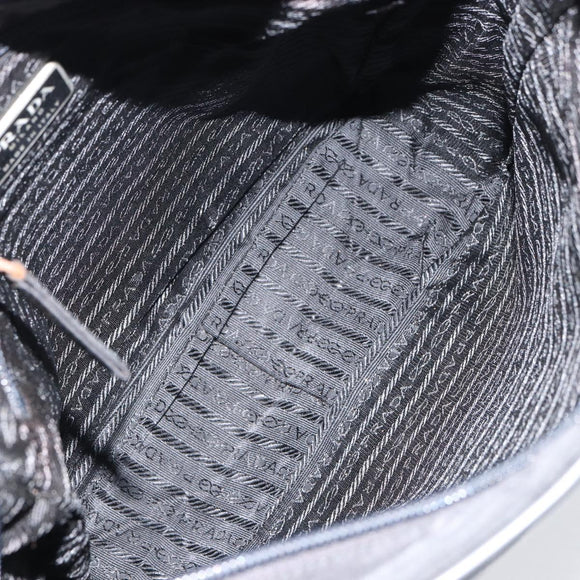 PRADA Shoulder Bag Nylon Black Silver Auth 154524