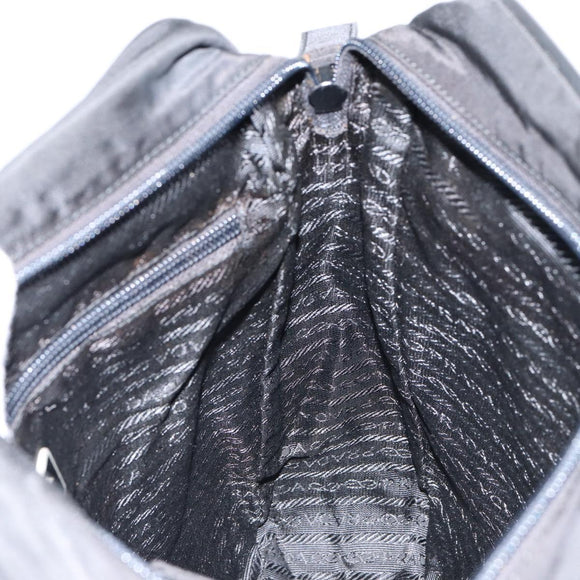 PRADA Shoulder Bag Nylon Black Silver Auth 154524