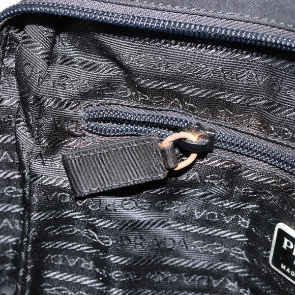 PRADA Schoudertas Nylon Zwart Zilver Authentiek 154524