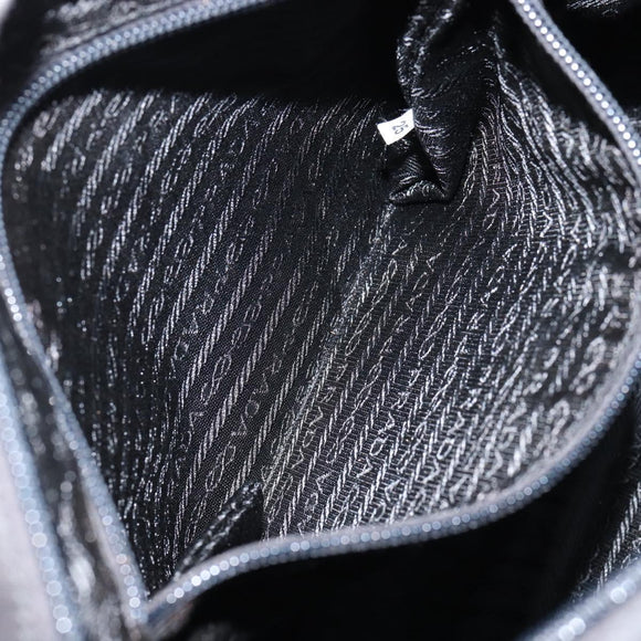 PRADA Shoulder Bag Nylon Black Silver Auth 154524