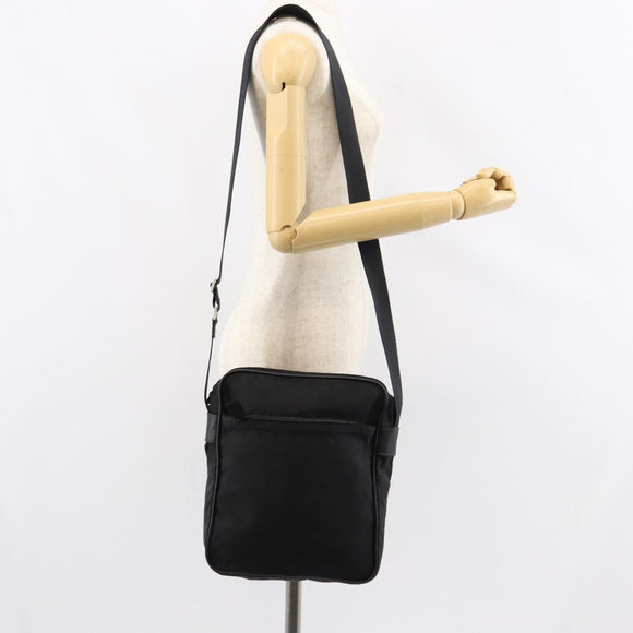 PRADA Schoudertas Nylon Zwart Zilver Authentiek 154524