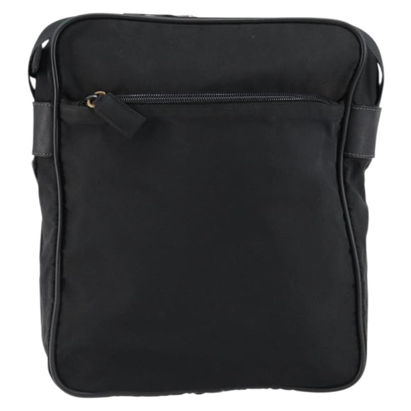 PRADA Schoudertas Nylon Zwart Zilver Authentiek 154524
