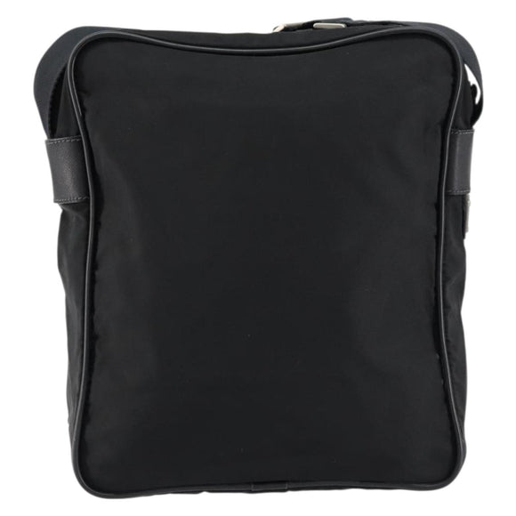 PRADA Schoudertas Nylon Zwart Zilver Authentiek 154524