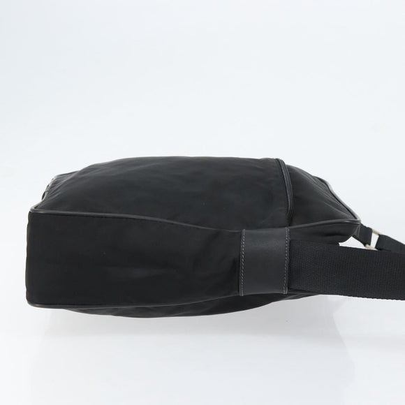 PRADA Schoudertas Nylon Zwart Zilver Authentiek 154524