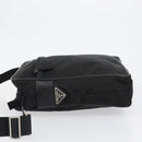 PRADA Schoudertas Nylon Zwart Zilver Authentiek 154524-4