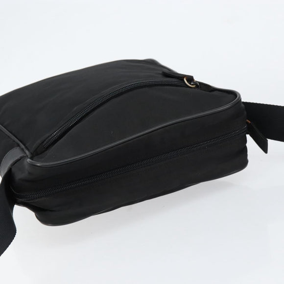 PRADA Schoudertas Nylon Zwart Zilver Authentiek 154524